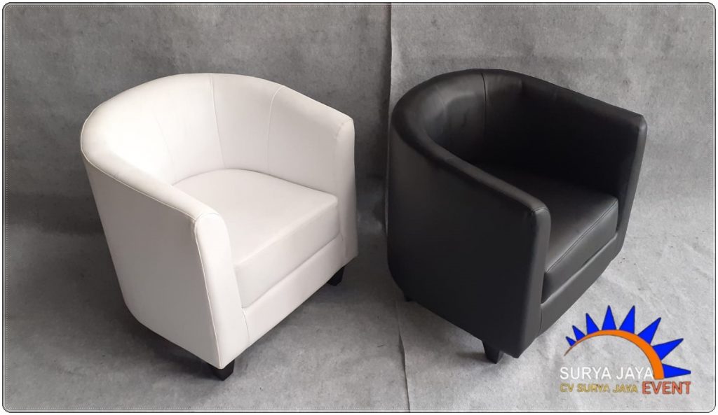 sewa sofa oval hitam dan putih 