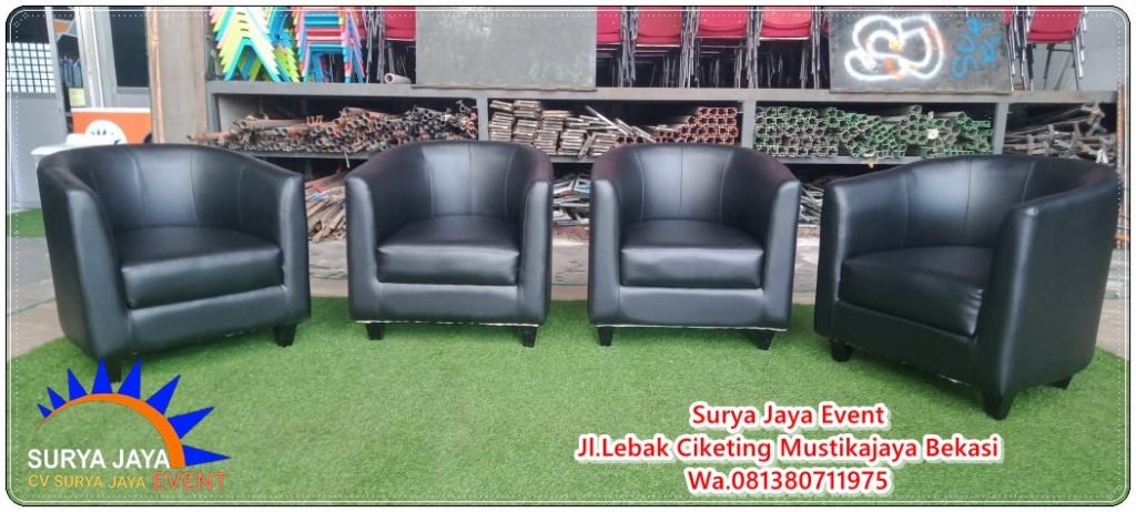 sewa sofa oval hitam dan putih 