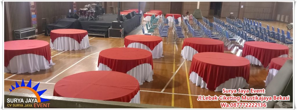 Gudang Rental Meja Bulat Untuk Acara Plus Cover