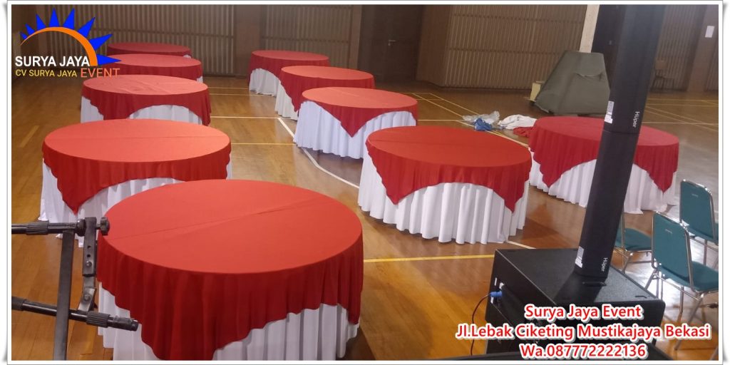 Gudang Rental Meja Bulat Untuk Acara Plus Cover