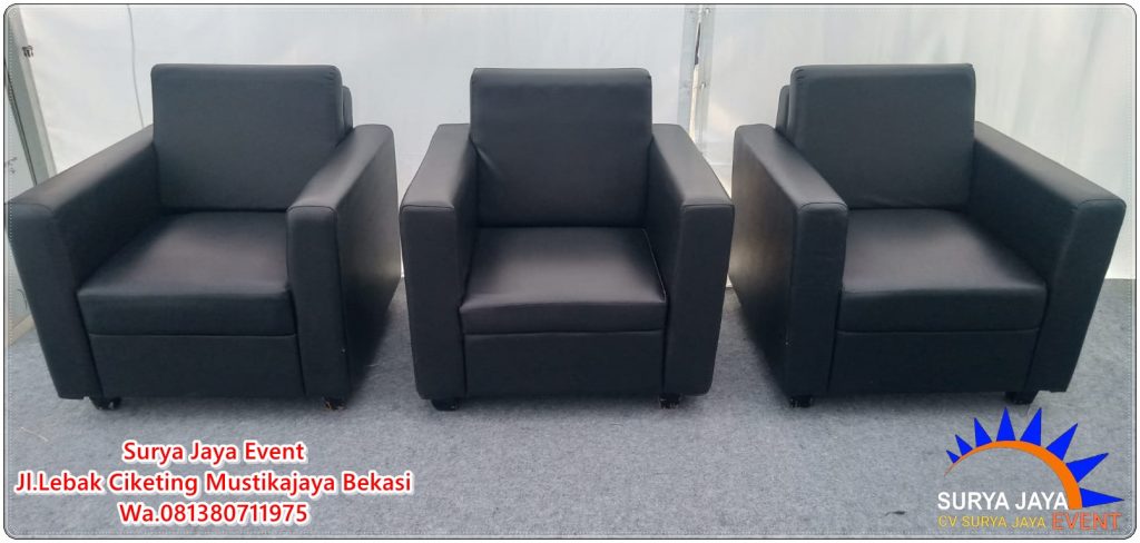Sewa Kursi Sofa Single Hitam Bersih Terawat Siap Antar