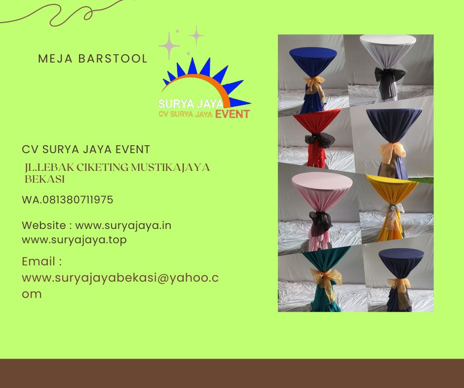 Rental Meja Barstool Lengkap Plus Cover 
