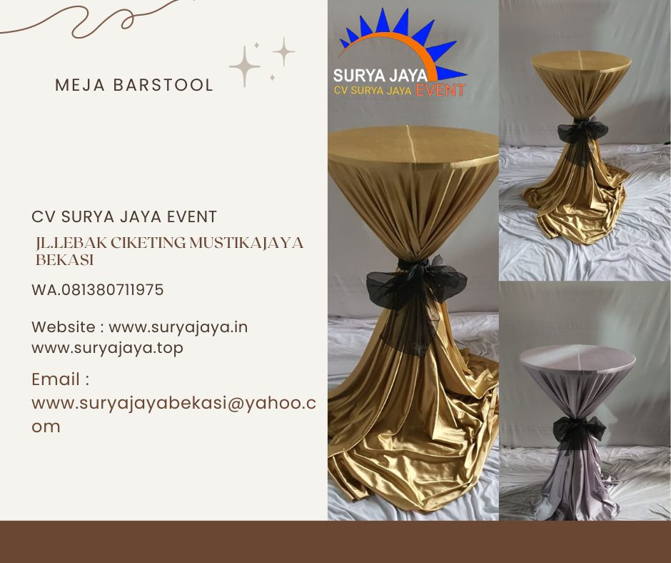 Rental Meja Barstool Lengkap Plus Cover 