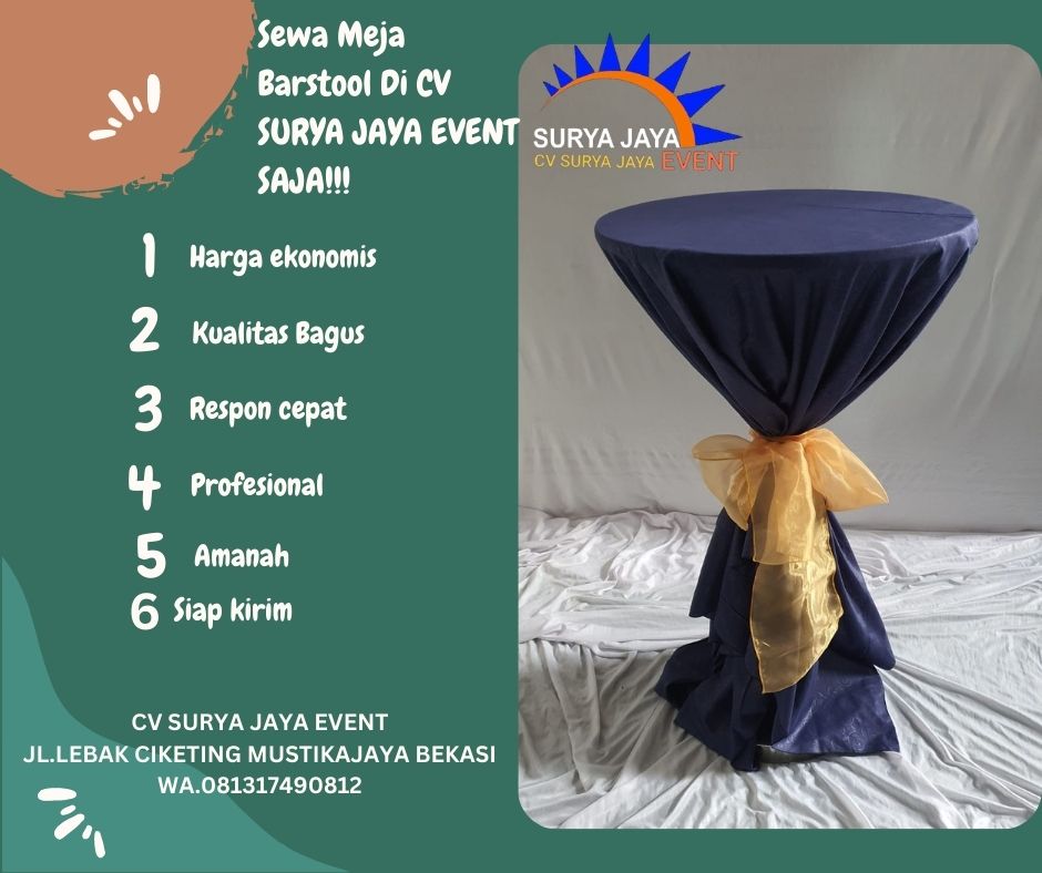 Sewa Meja Bar Plus Cover Pita 