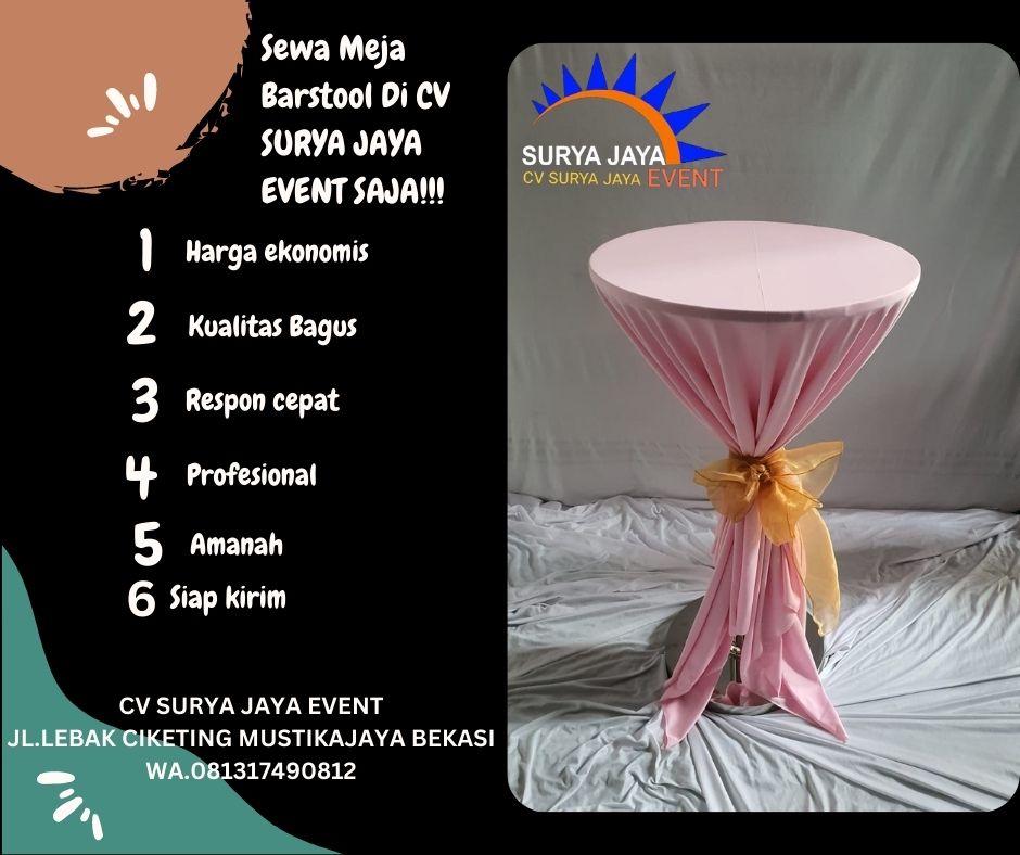 Sewa Meja Bar Plus Cover Pita 