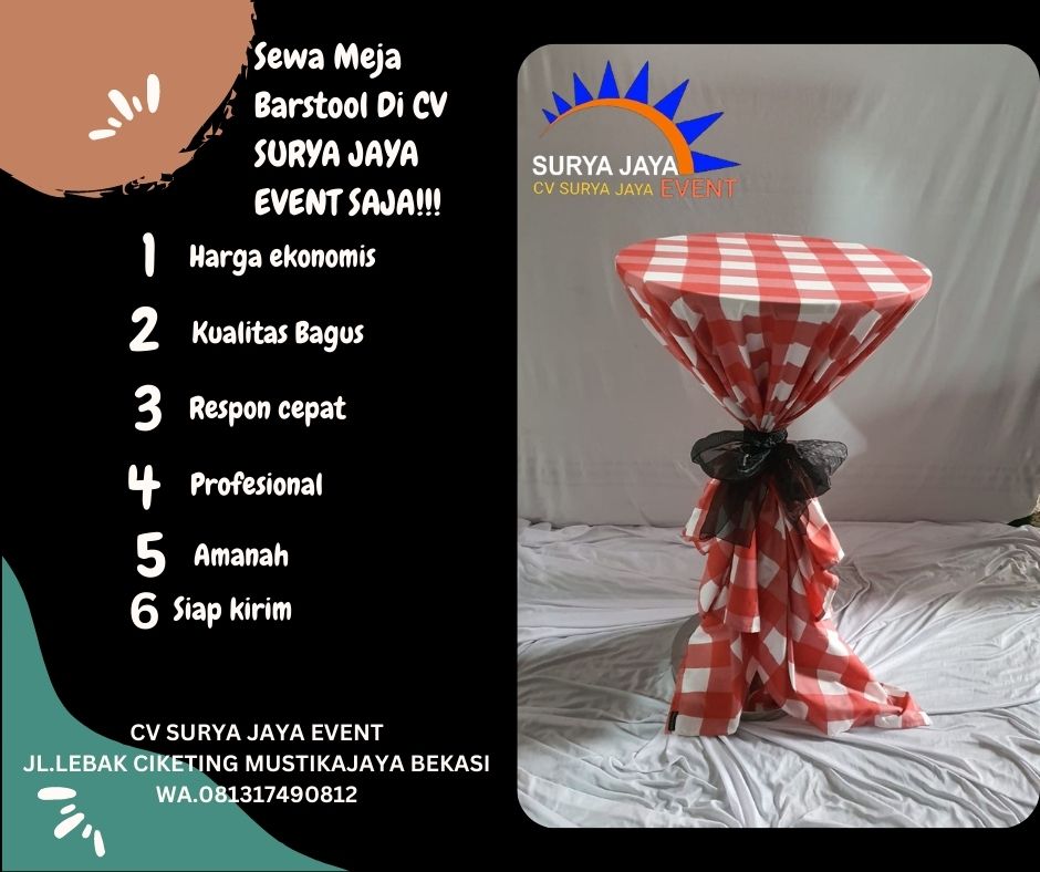 Sewa Meja Bar Plus Cover Pita 