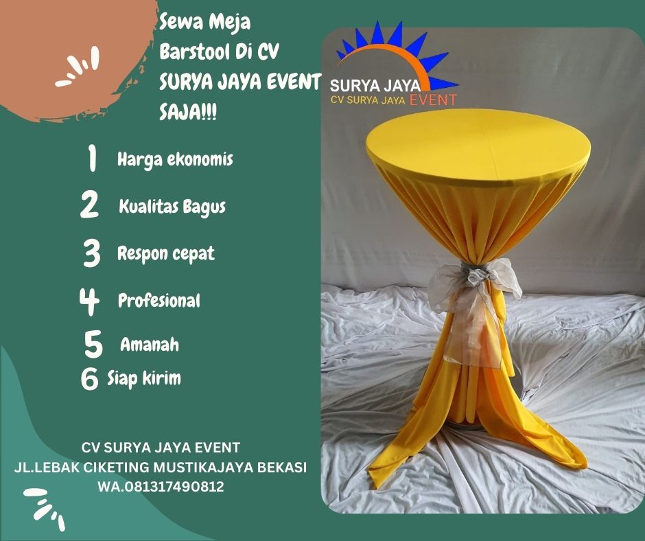 Sewa Meja Bar Plus Cover Pita 