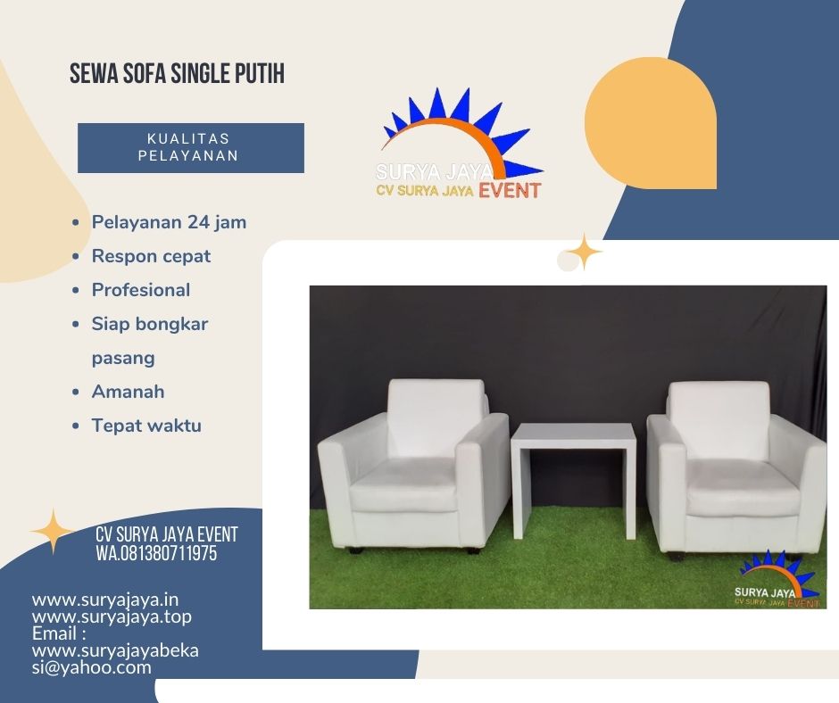 Sewa Kursi Sofa Single Putih Di Jakarta Bekasi