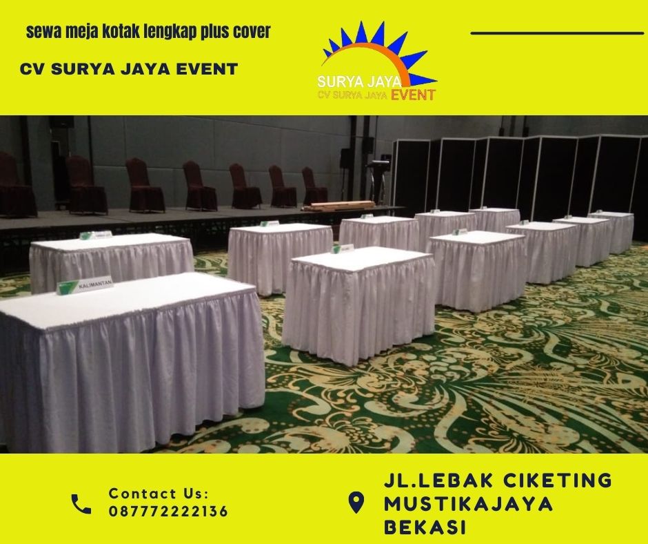 Sewa Meja Untuk Event Lengkap Plus Cover