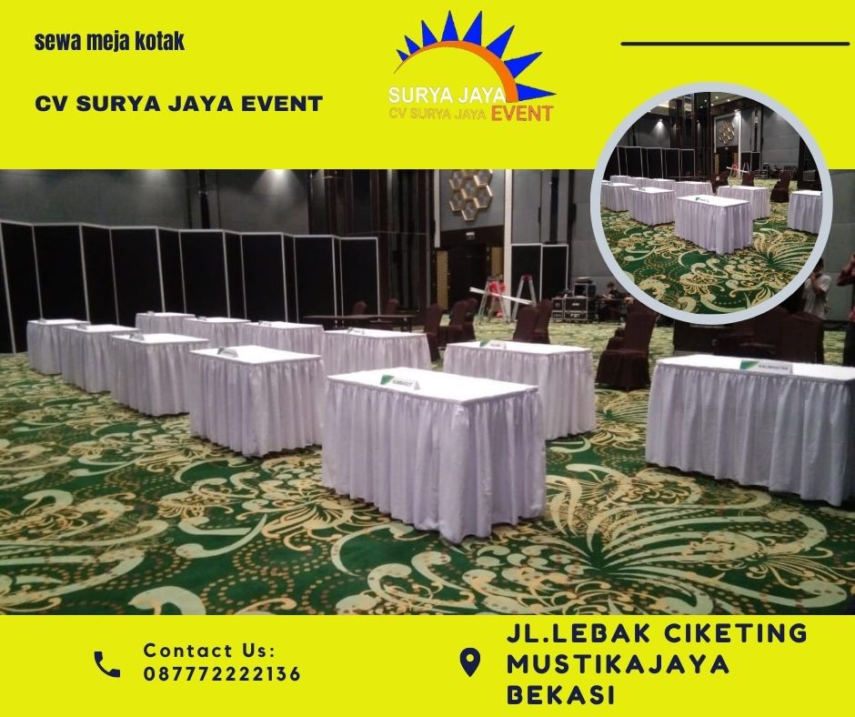 Sewa Meja Untuk Event Lengkap Plus Cover