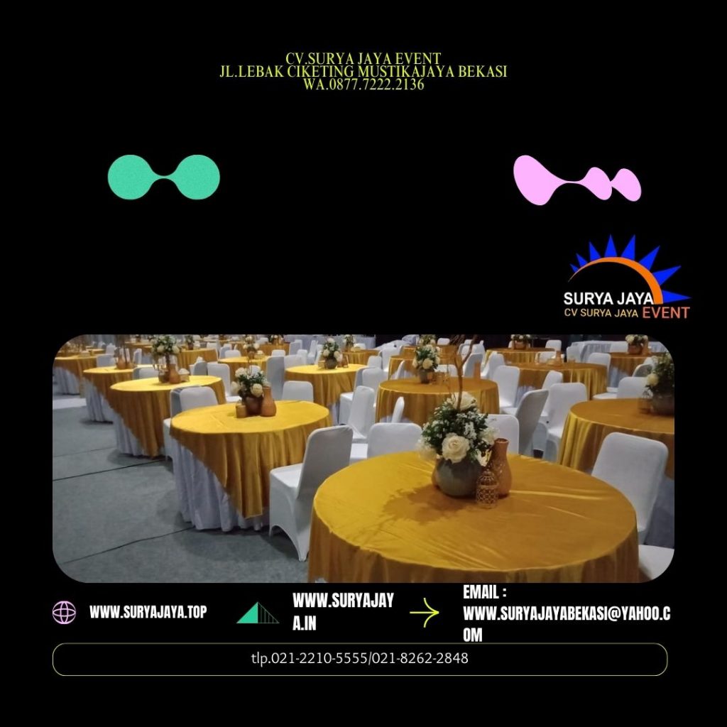Sewa Meja Bulat Plus Cover Dan Kursi