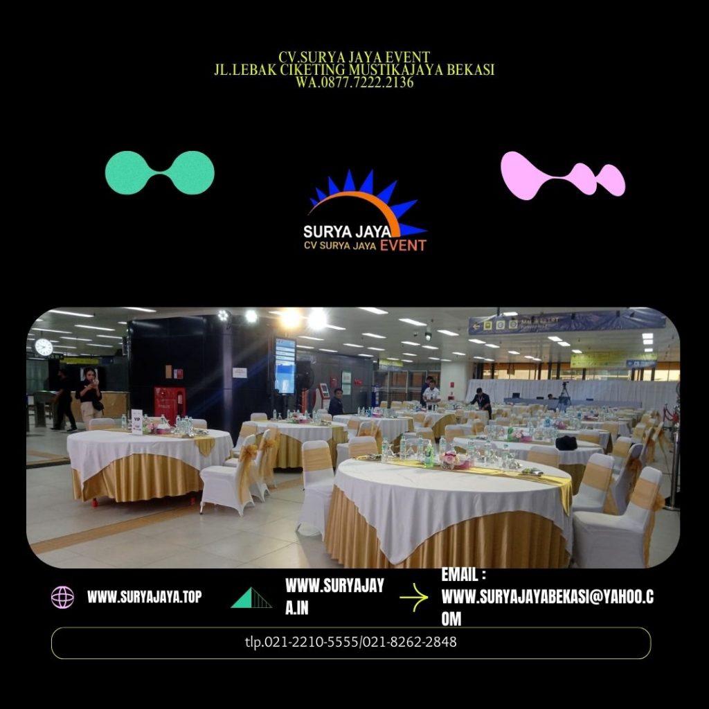 Sewa Meja Bulat Plus Cover Dan Kursi