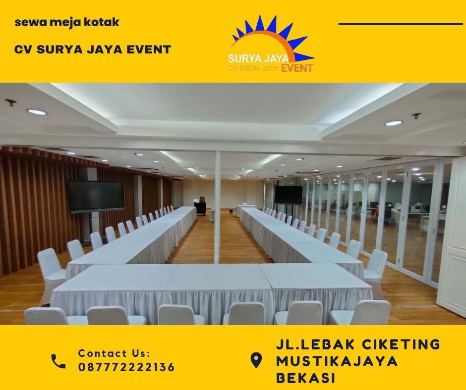Sewa Meja Kotak Buat Meeting Lengkap Plus Cover