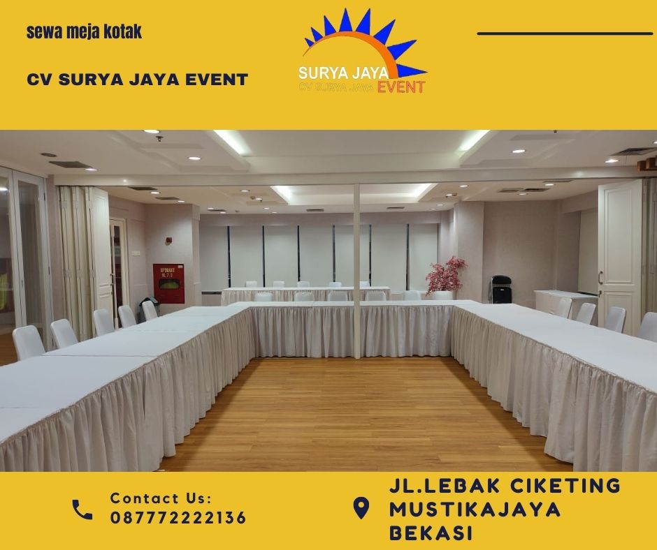 Sewa Meja Kotak Buat Meeting Lengkap Plus Cover