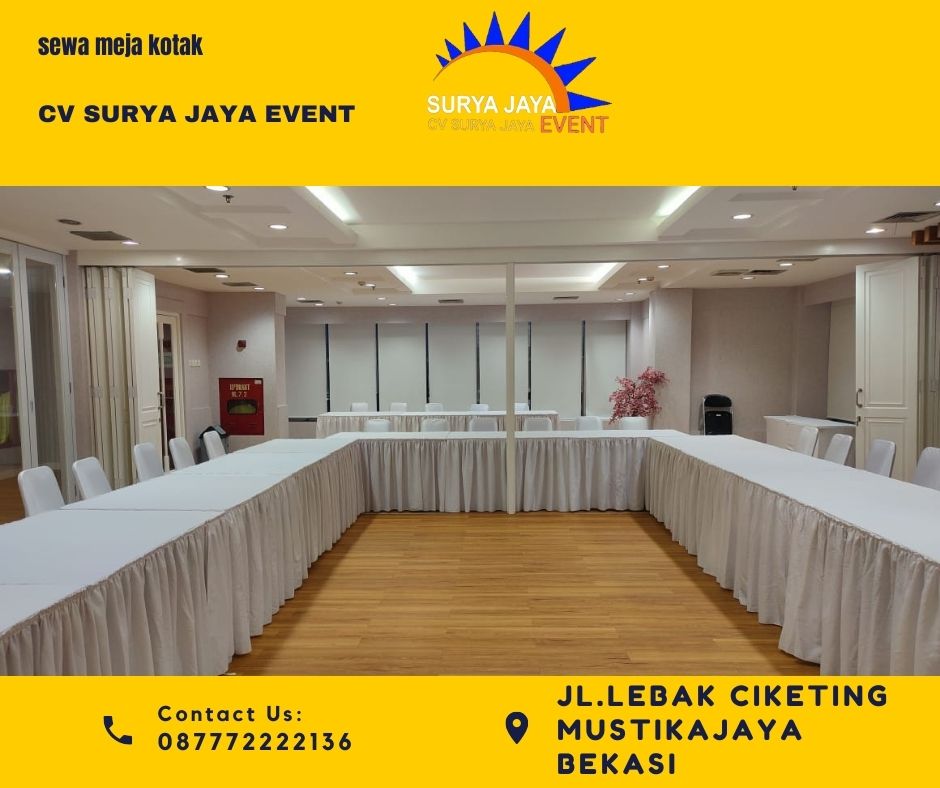 Sewa Meja Kotak Buat Meeting Lengkap Plus Cover