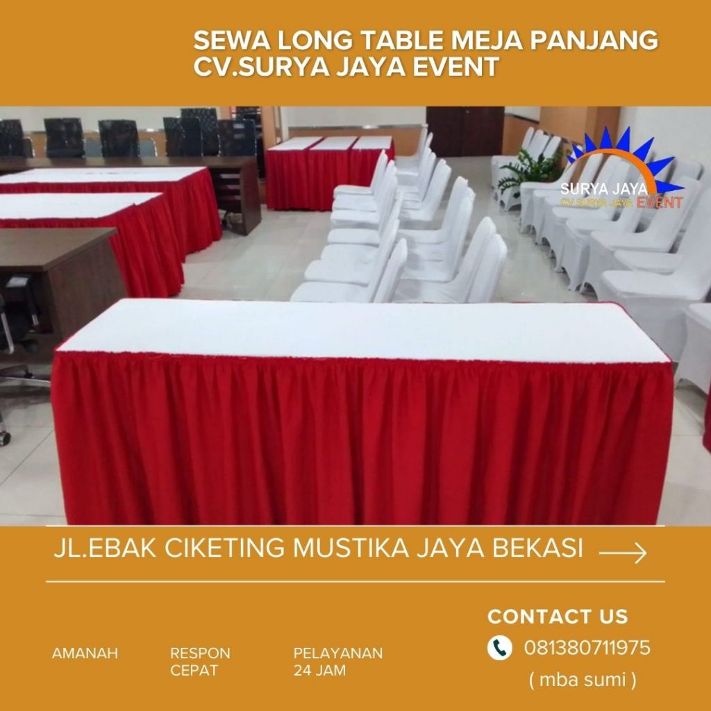 Sewa Long Table Meja Panjang Taplak Warna Warni Jakarta