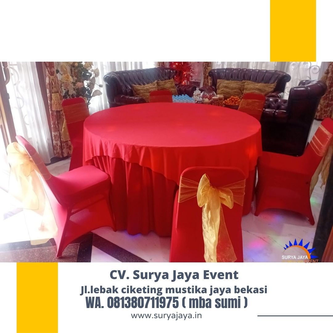 Meja Rnr Merah Rental Meja Bundar Dan Kursi Cover Merah Event Rumah Hook Sunter