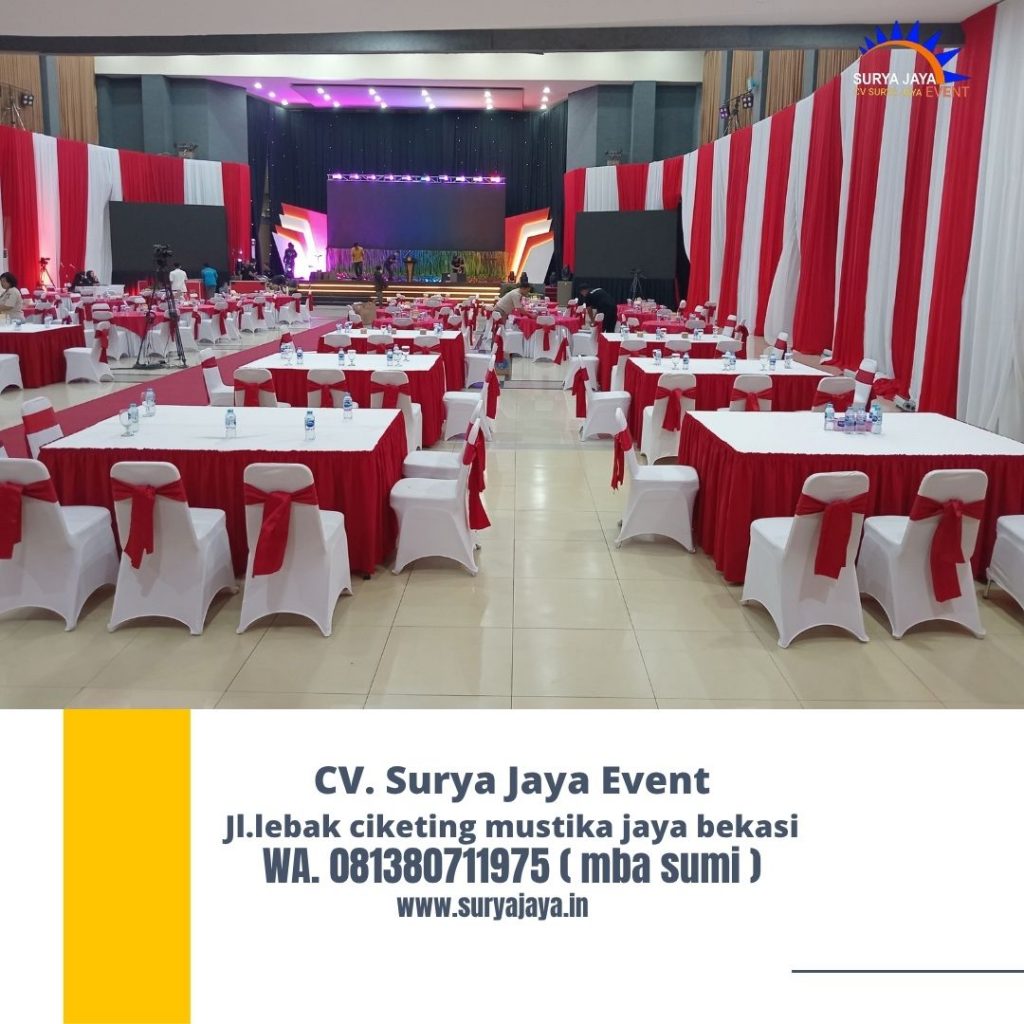 Rental Meja Dan Kursi Cover Merah Putih Jakarta