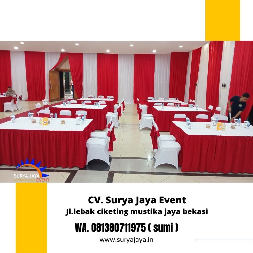 Rental Meja Dan Kursi Cover Merah Putih Jakarta