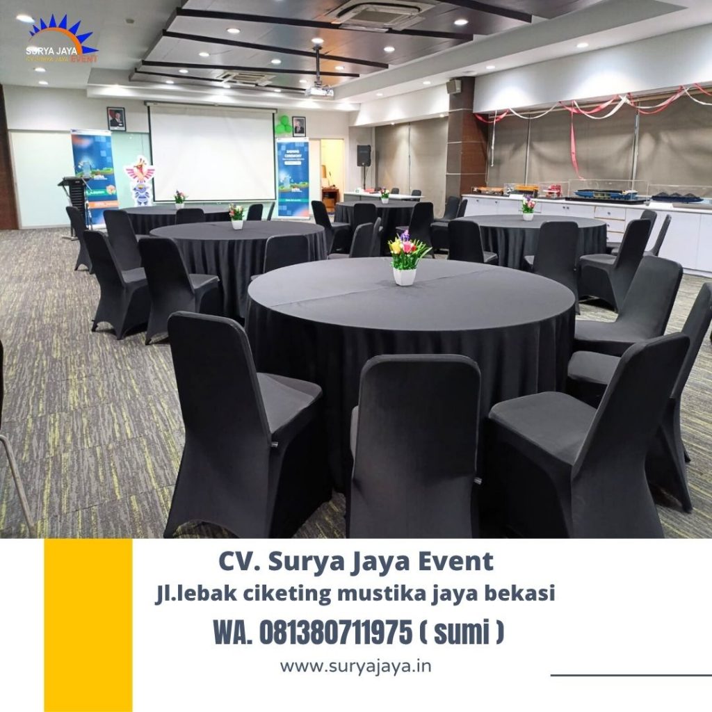 Sewa Meja Kursi Cover Hitam Event Pt United Tractors Padu Engineering Kabupaten Bekasi Barat