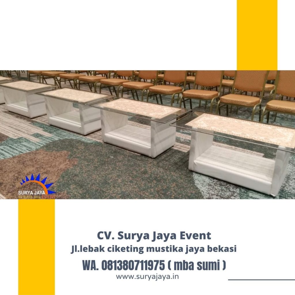 Rental Meja Bulat Cover Hitam,Meja Kaca VIP,Kursi Futura Jakarta