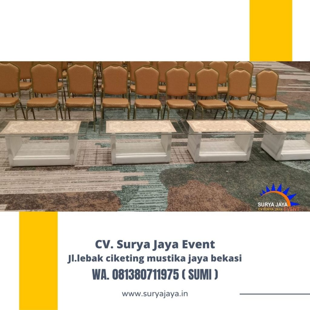 Rental Meja Bulat Cover Hitam,Meja Kaca VIP,Kursi Futura Jakarta