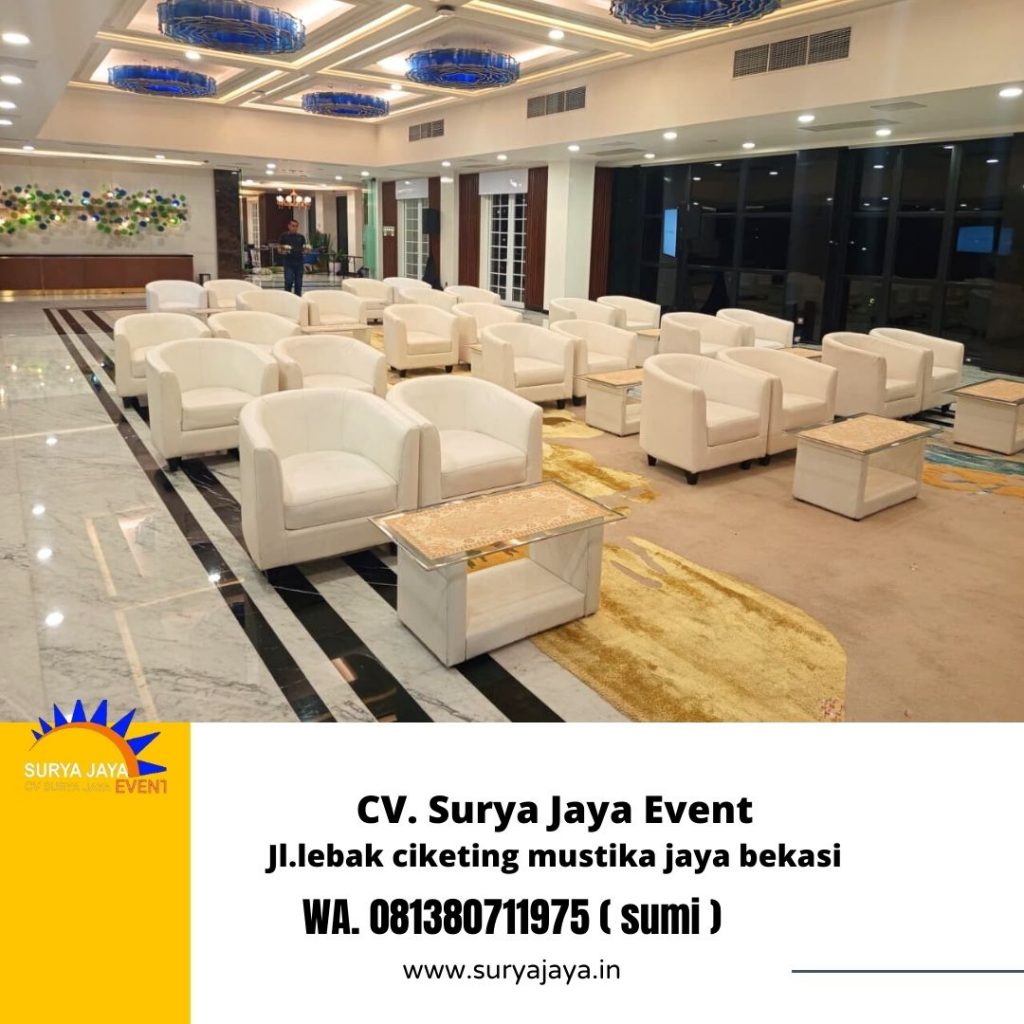 Vendor Sewa Sofa Type Oval Putih Meja VIP Kaca Jakarta