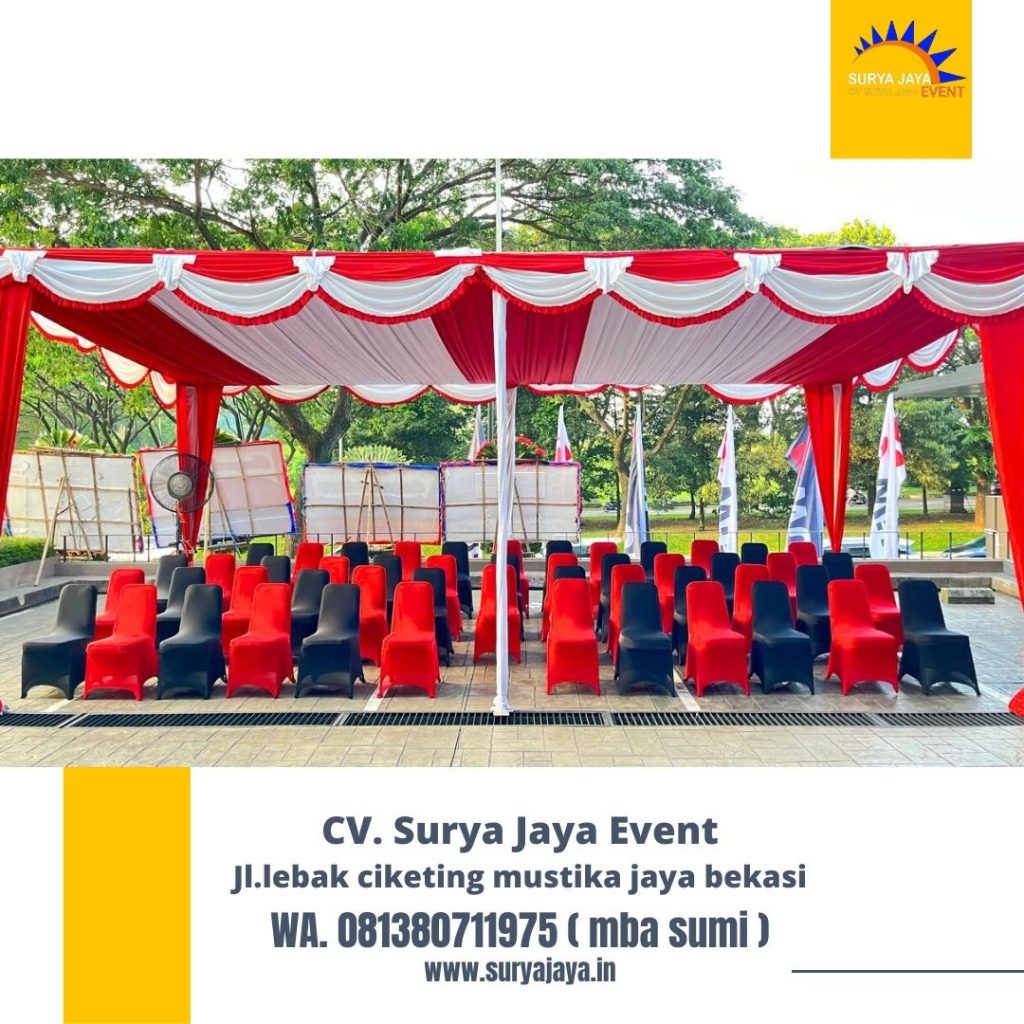 Sewa Tenda Dekorasi Serut Merah Putih Dan Kursi Futura Area Jakarta