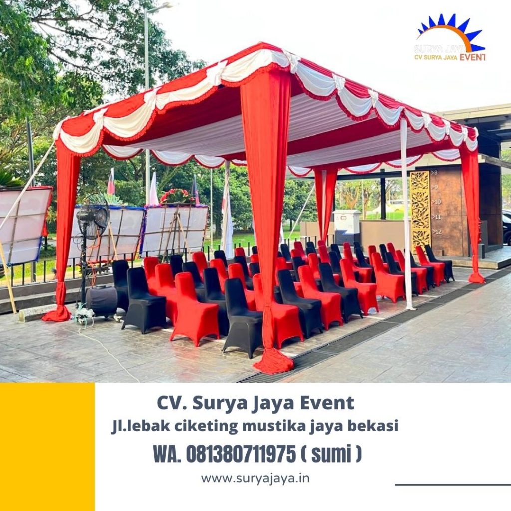 Sewa Tenda Dekorasi Serut Merah Putih Dan Kursi Futura Area Jakarta