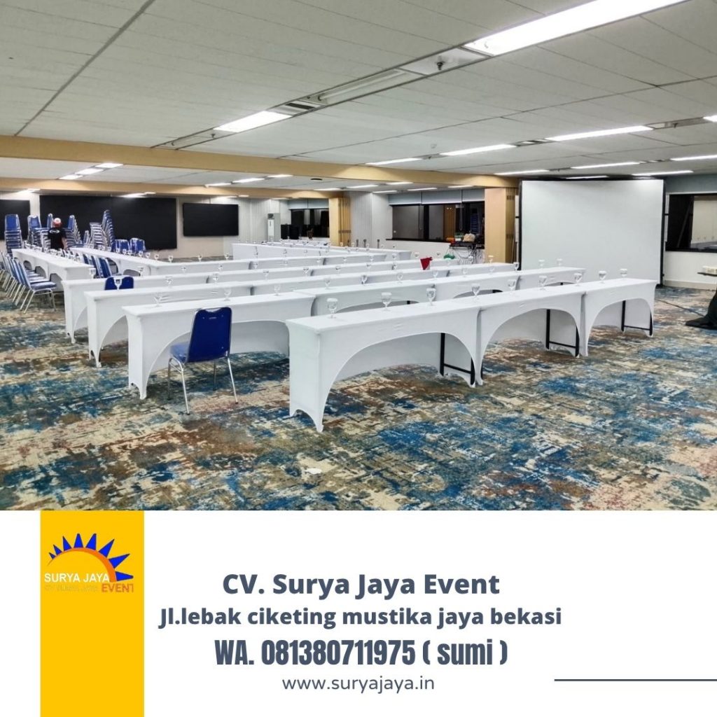Sewa Meja Ibm Taplak Ketat Putih Event Kuningan jaksel