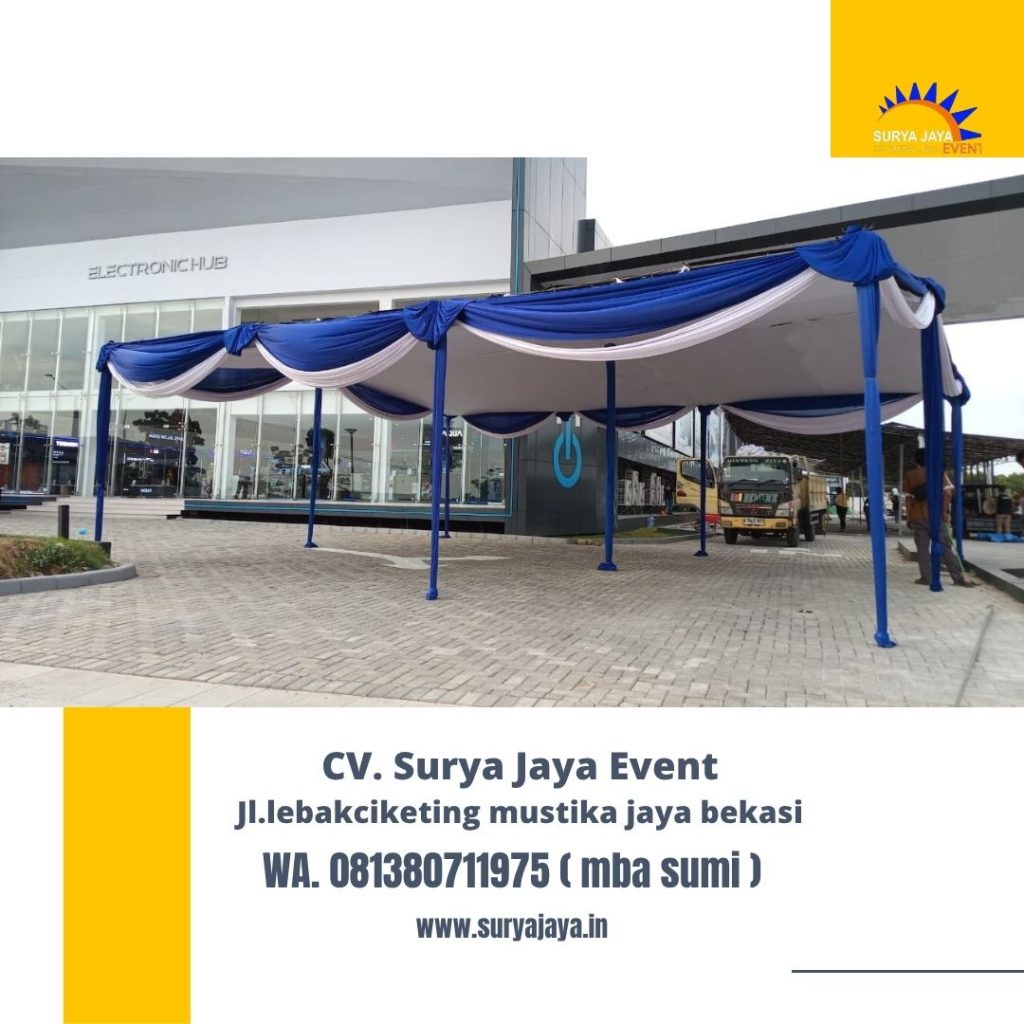 Sewa Tenda serut Kain rempel poni Biru Jakarta