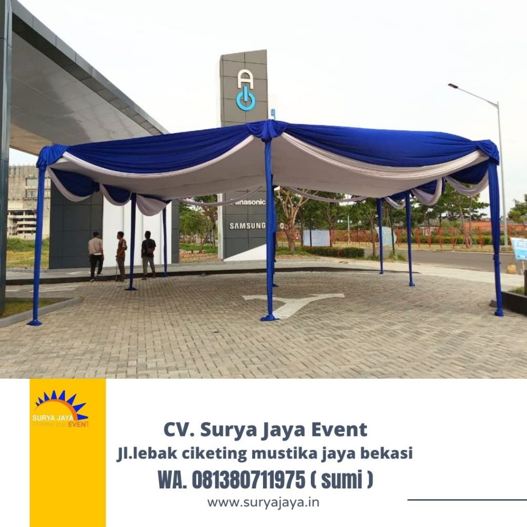 Sewa Tenda serut Kain rempel poni Biru Jakarta