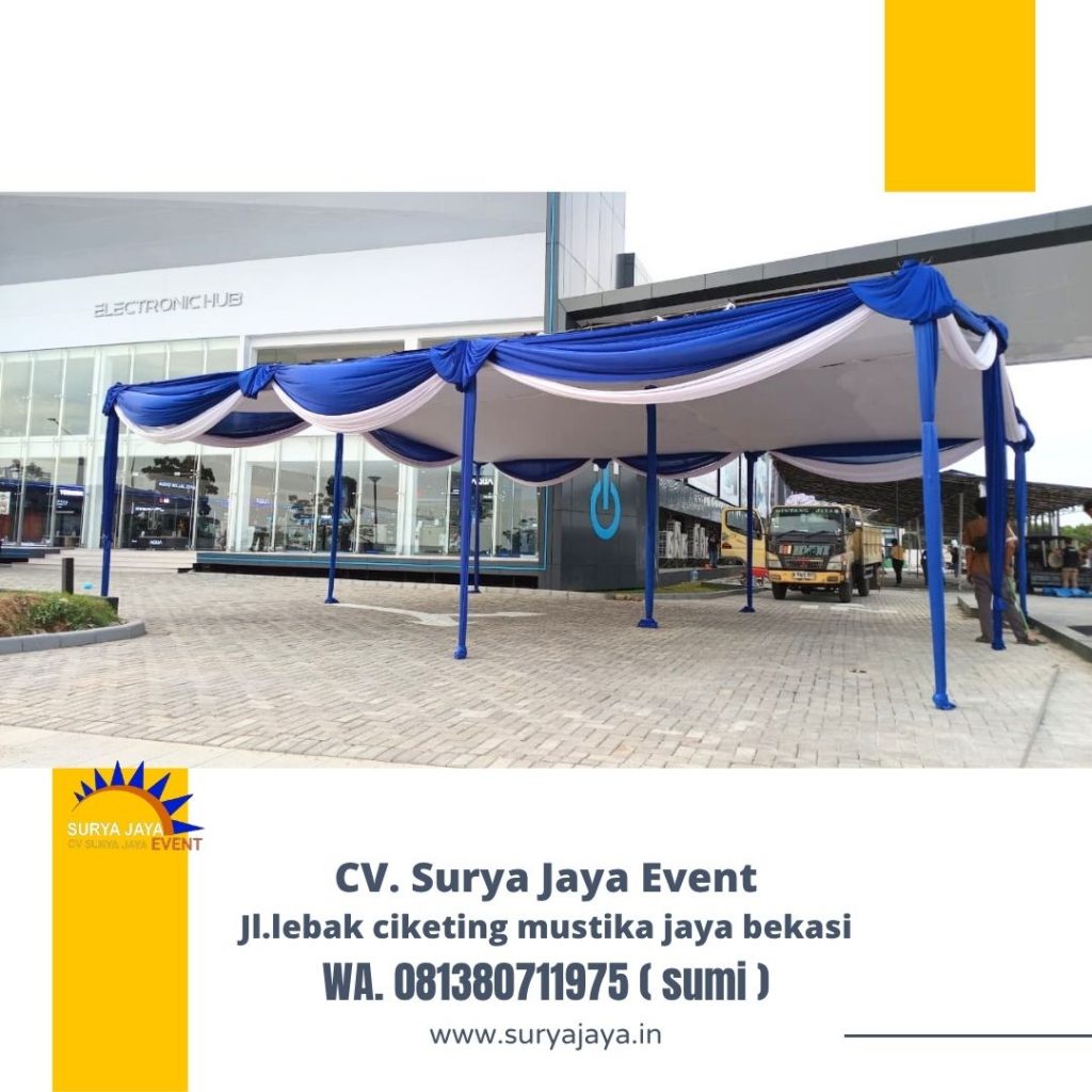 Sewa Tenda serut Kain rempel poni Biru Jakarta