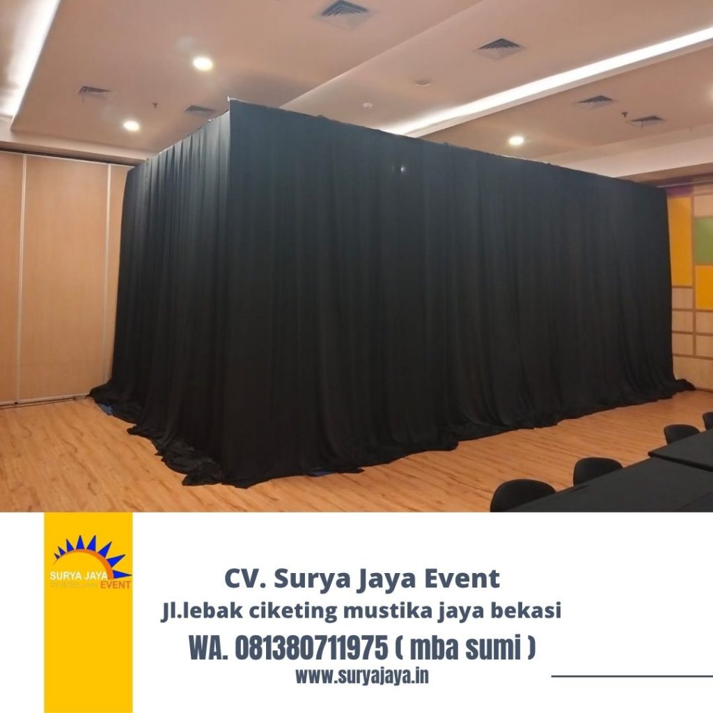 rental tirai hitam Lotto event mall kokas Jakarta