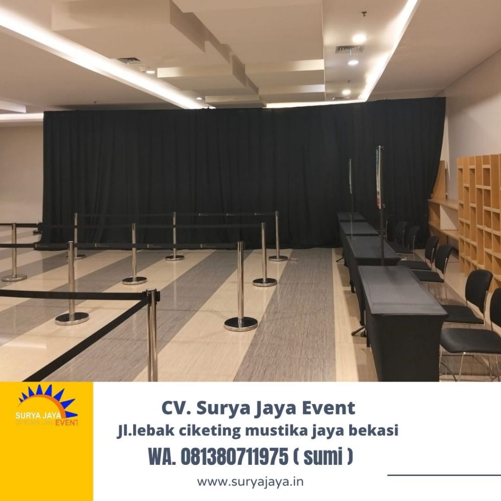rental tirai hitam Lotto event mall kokas Jakarta