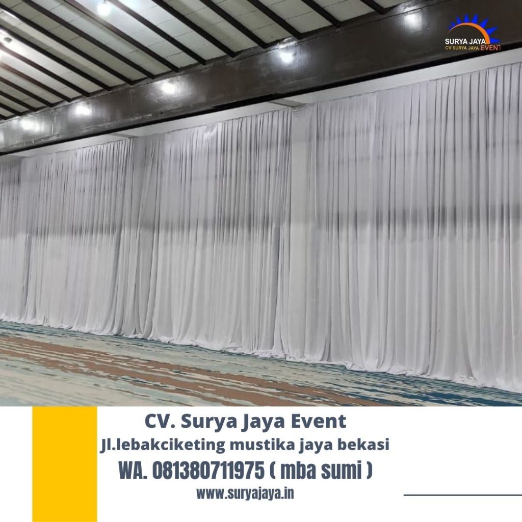 Rental tirai putih Filamin event Gedung Serba guna senayan