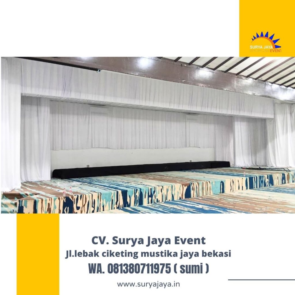 Rental tirai putih Filamin event Gedung Serba guna senayan