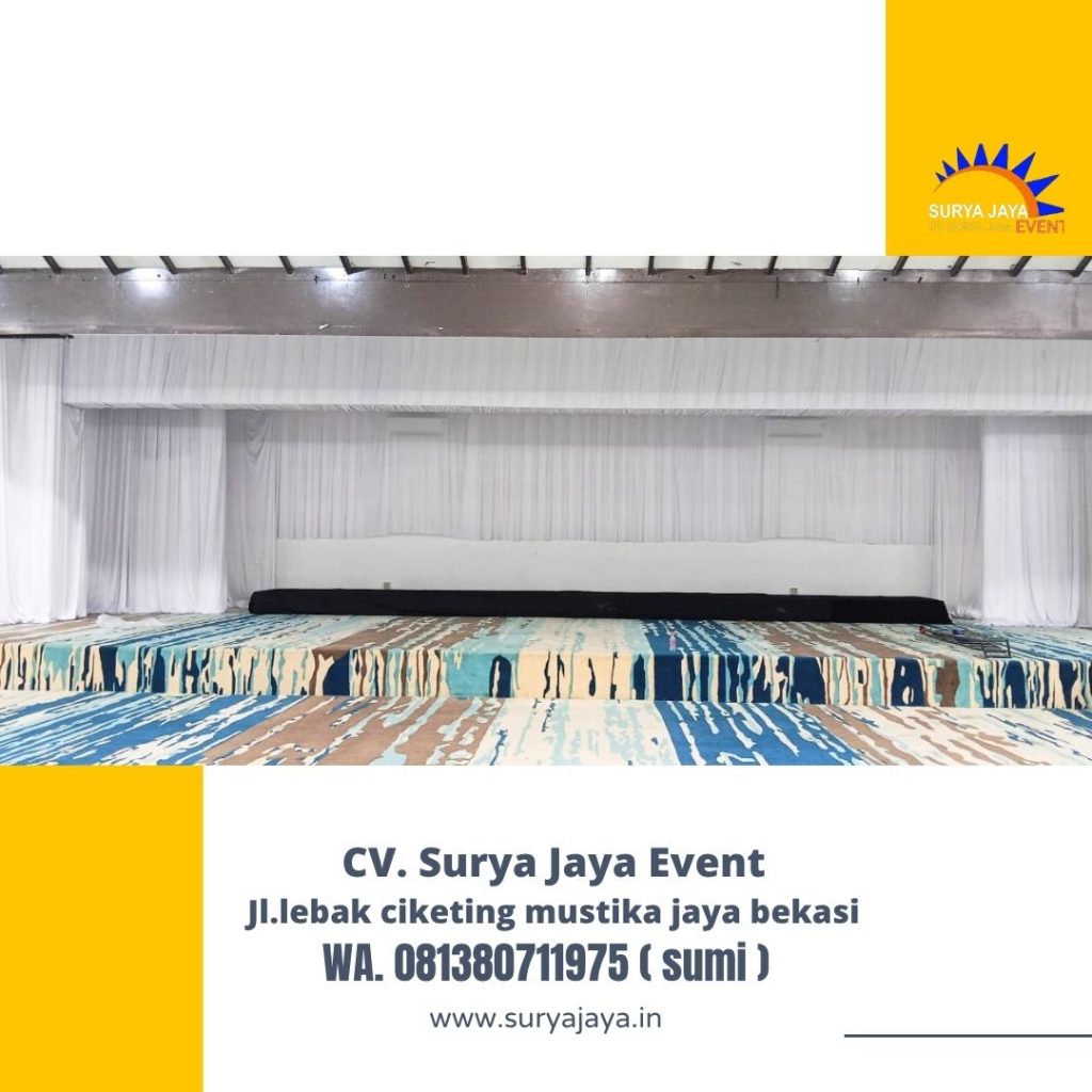 Rental tirai putih Filamin event Gedung Serba guna senayan