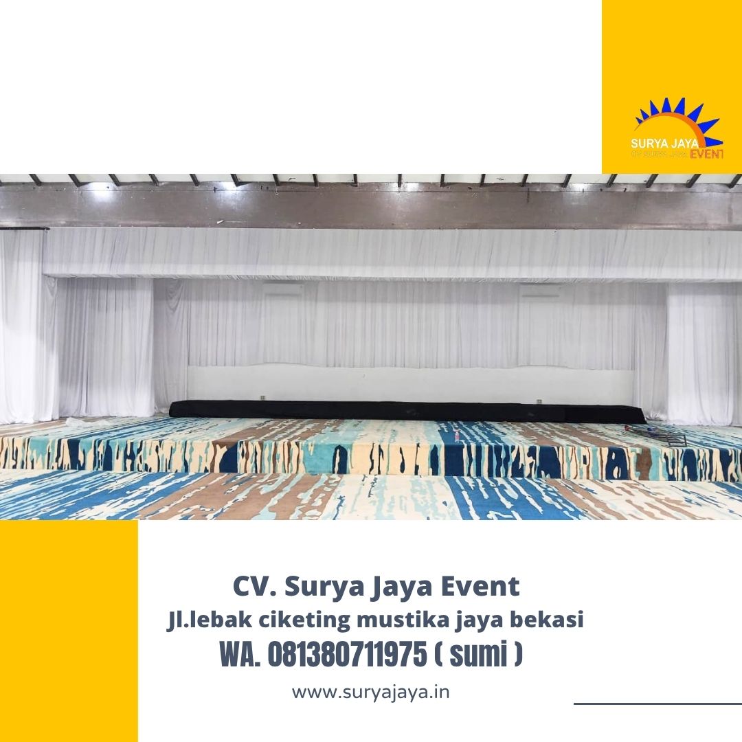 Rental tirai putih Filamin event Gedung Serba guna senayan