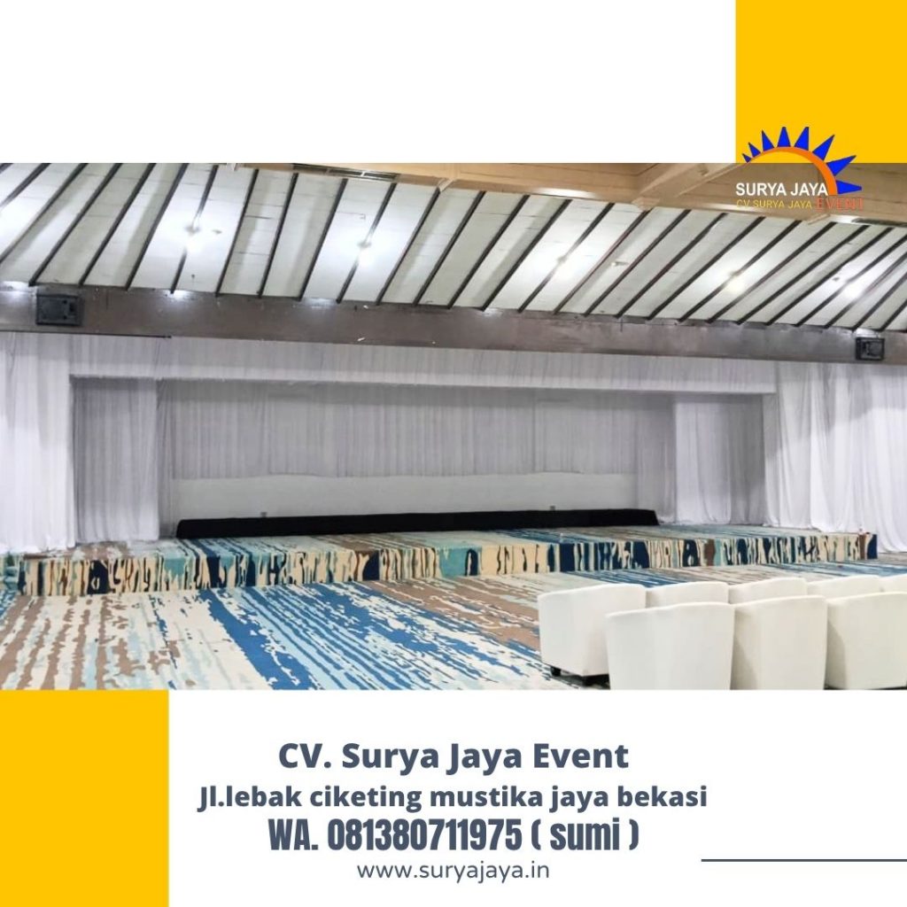 Rental tirai putih Filamin event Gedung Serba guna senayan