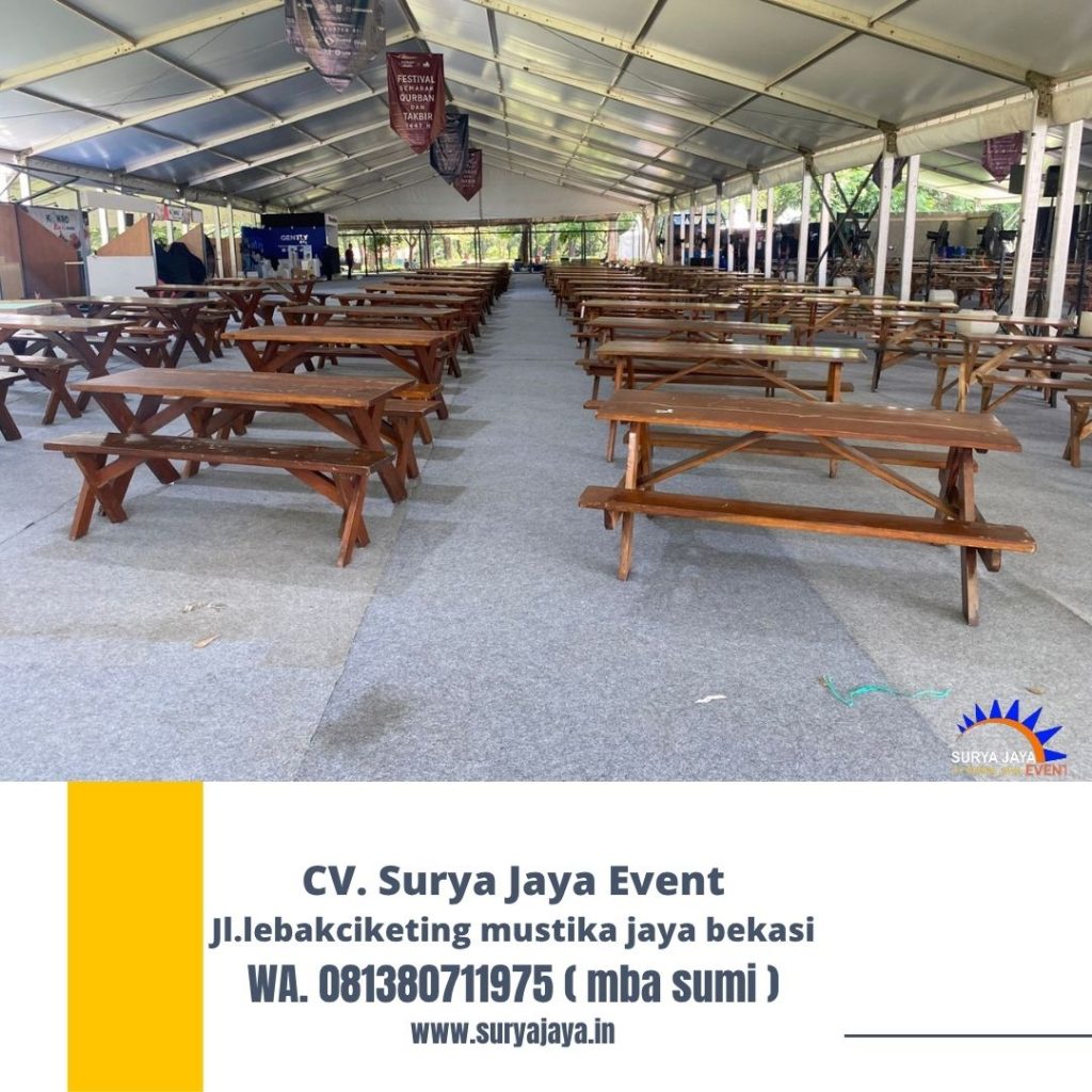 Sewa BANGKU,MEJA TAMAN KAYU Outdoor Pondok Labu