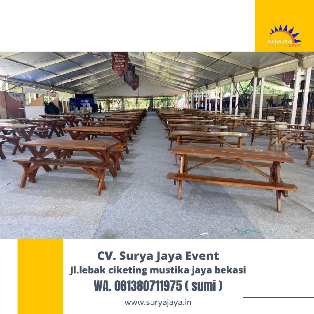Sewa BANGKU,MEJA TAMAN KAYU Outdoor Pondok Labu