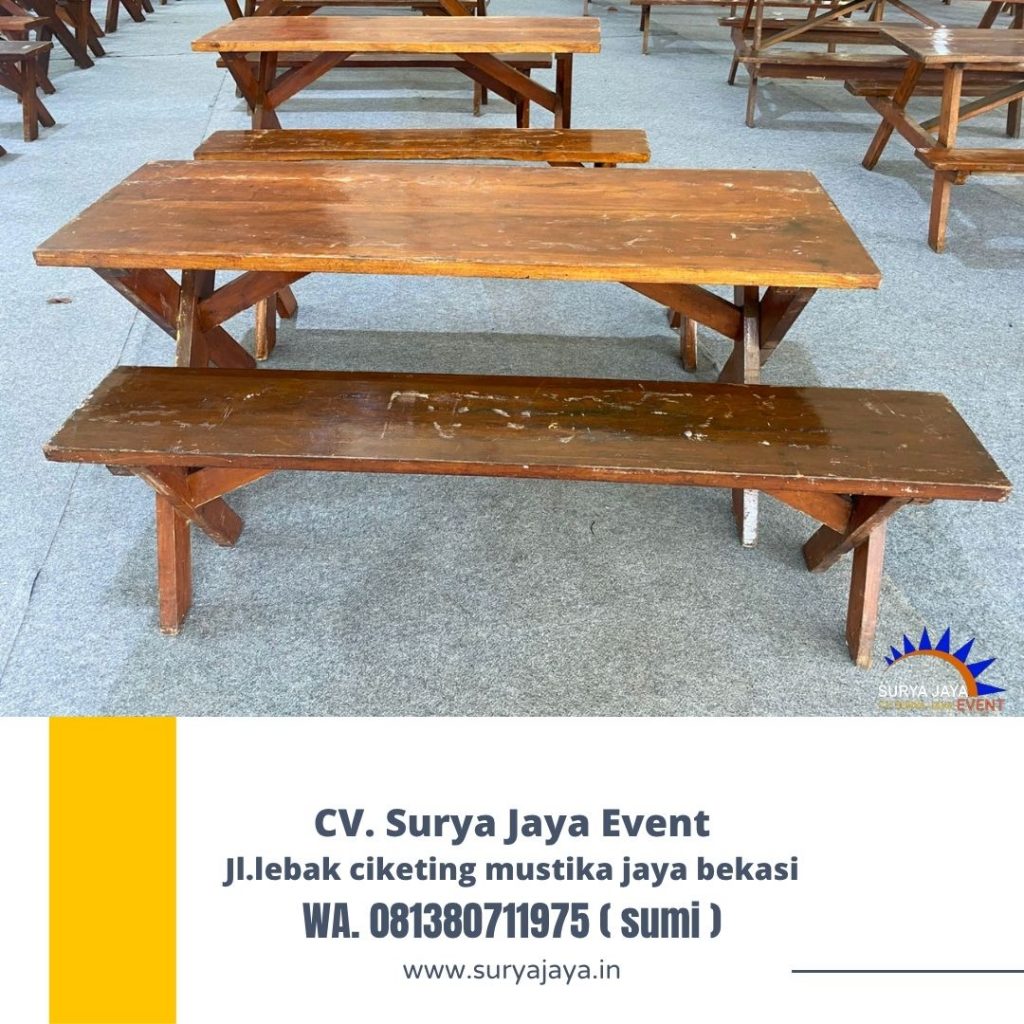 Sewa BANGKU,MEJA TAMAN KAYU Outdoor Pondok Labu