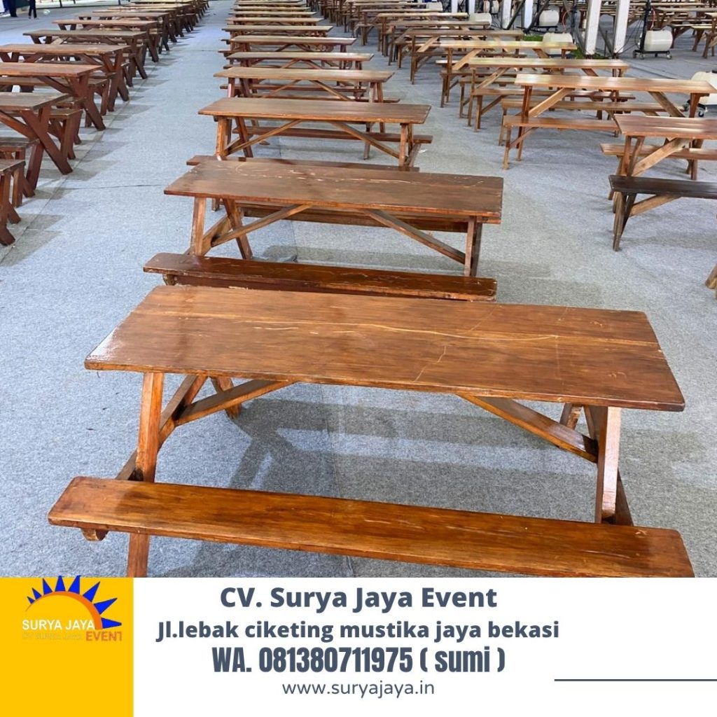 Sewa BANGKU,MEJA TAMAN KAYU Outdoor Pondok Labu