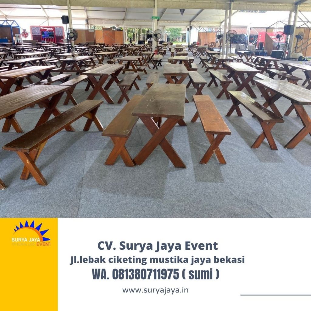 Sewa BANGKU,MEJA TAMAN KAYU Outdoor Pondok Labu