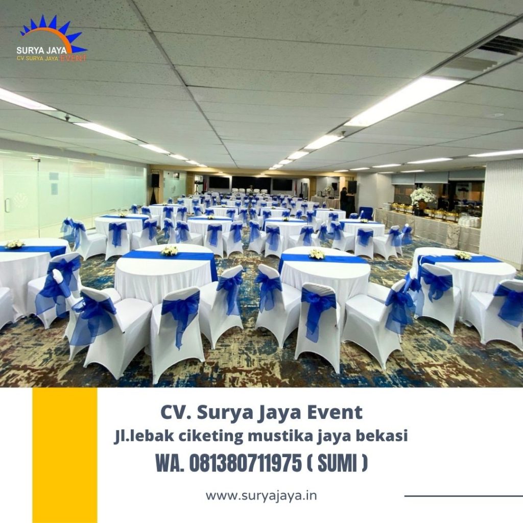 Sewa Round Table Dan Kursi Susun Cover Putih Area Jababeka