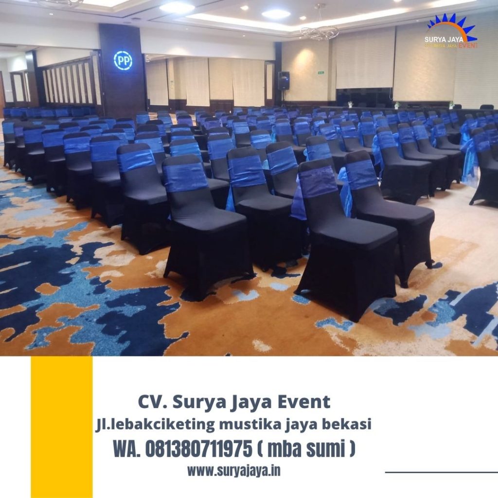 Sewa Kursi Event Cover Hitam Pita Biru Bogor