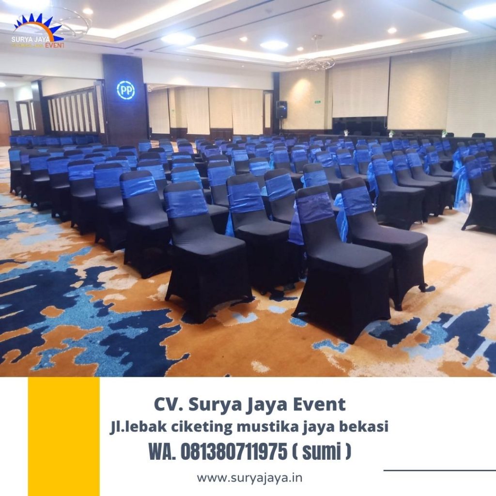 Sewa Kursi Event Cover Hitam Pita Biru Bogor