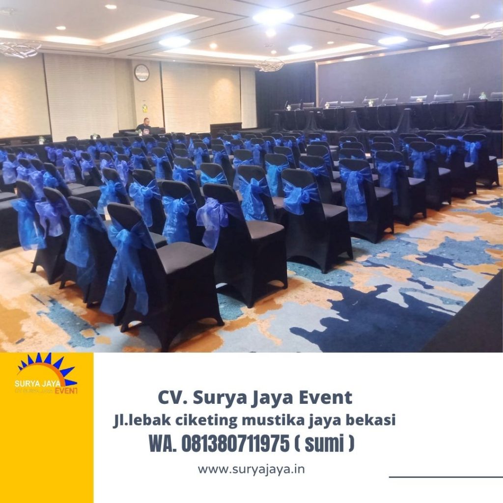 Sewa Kursi Event Cover Hitam Pita Biru Bogor