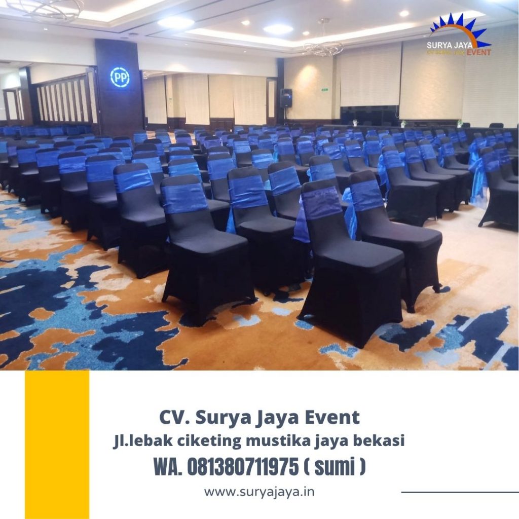 Sewa Kursi Event Cover Hitam Pita Biru Bogor